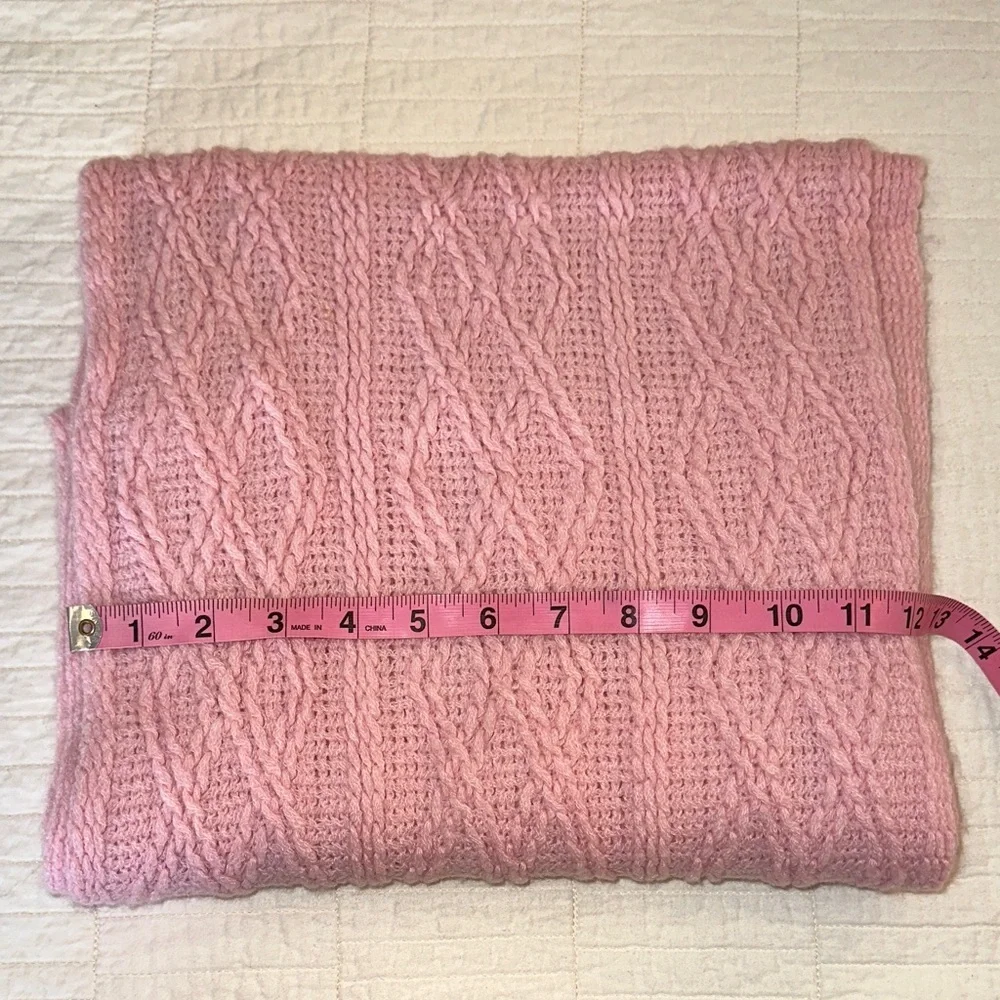 Balletcore Crochet Pink Cable Knit Scarf EUC Cottagecore soft girl - Picture 6 of 6